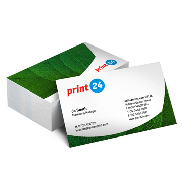 Business card on eco-friendly premium paper in print24 design (Greenline)
