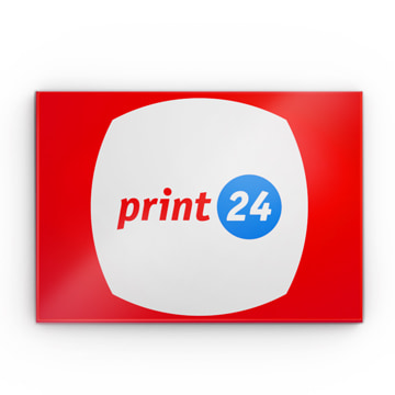 Obrázky produktů pro značky s logem print24 na červeném pozadí.