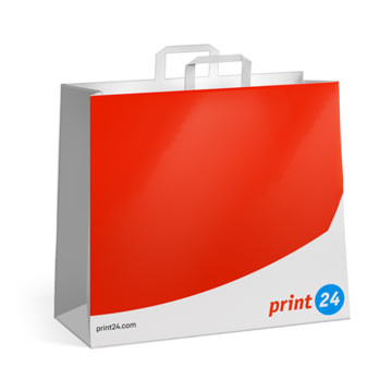 Imagem do produto: Sacola de papel com design vermelho e a impressão "print24", disponível online em print24.com.