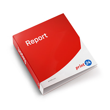Immagine del prodotto: raccoglitori ad anelli con la scritta "Report" e print24 su sfondo bianco, che simboleggiano un report rilegato professionalmente.