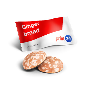 Peperkoekkoekjes liggen voor een printbare peperkoekverpakking in print24-design.