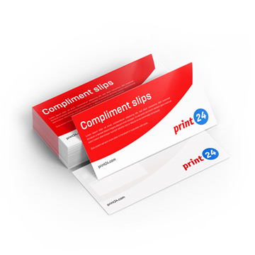 Pila di lettere corte rosse e bianche con il logo print24, su sfondo bianco.