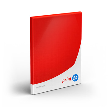 Pokončno platno z logotipom print24 v rdeči barvi.