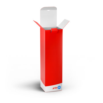 Carton de bouteille de vin étroit et ouvert au design print24 sur fond blanc.