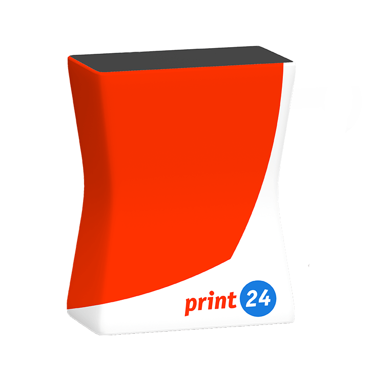 Mostrador de feria con el logotipo de print24, adecuado para stands de feria o promociones.