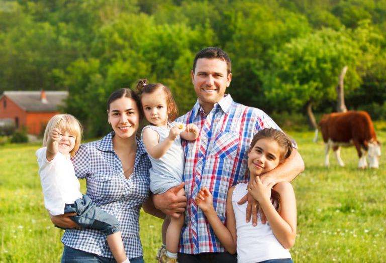 Family on a farm