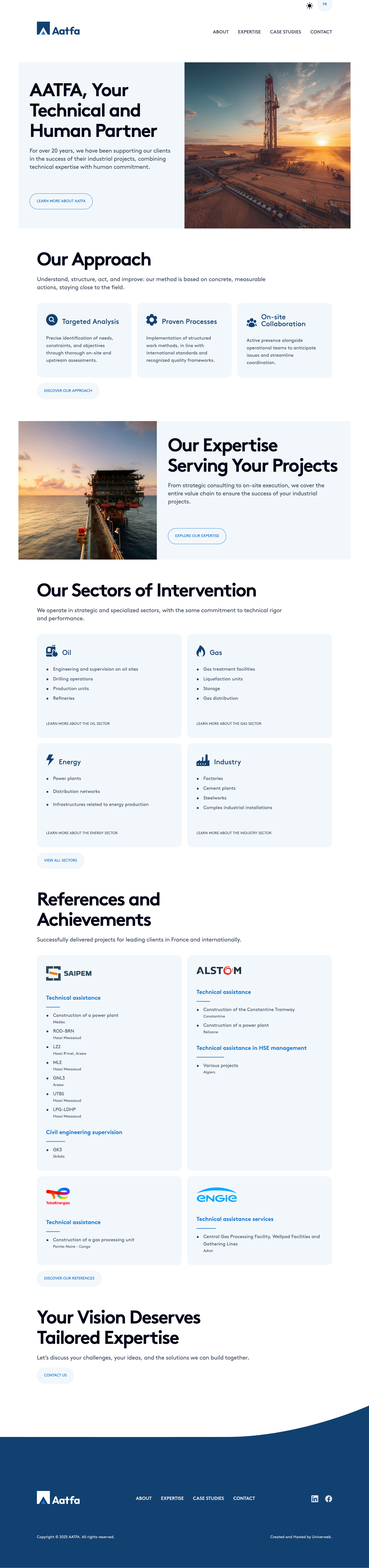 Full-page screenshot of a page from Aatfa’s website, showing its structure and content.