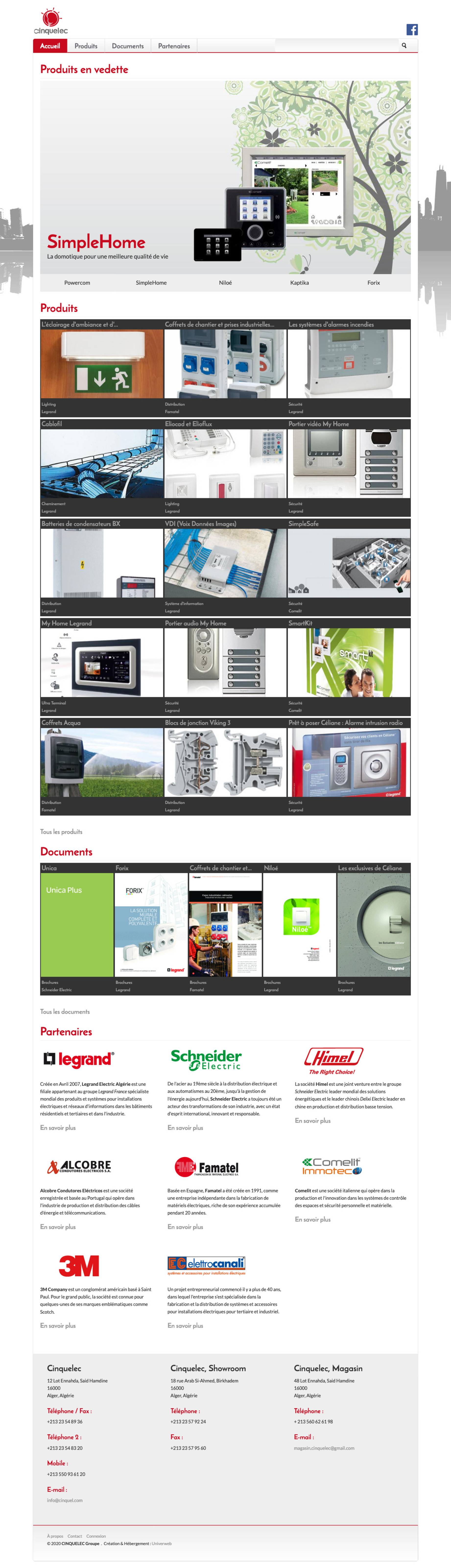 Capture d’écran complète d’une page du site web de Cinquelec, montrant sa structure et son contenu.