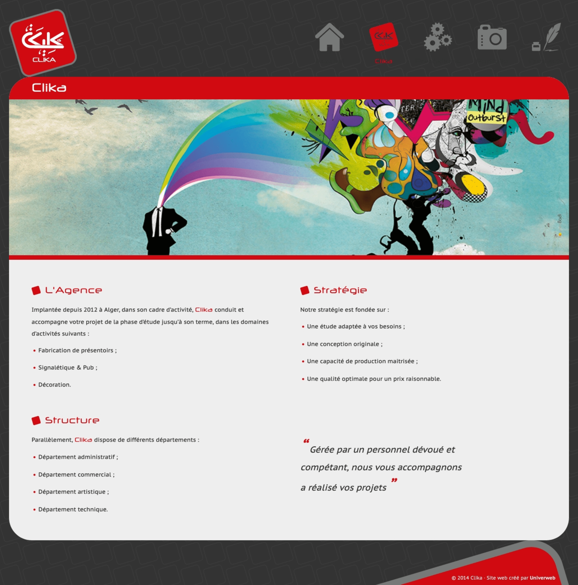 Capture d’écran complète d’une page du site web de Clika, montrant sa structure et son contenu.
