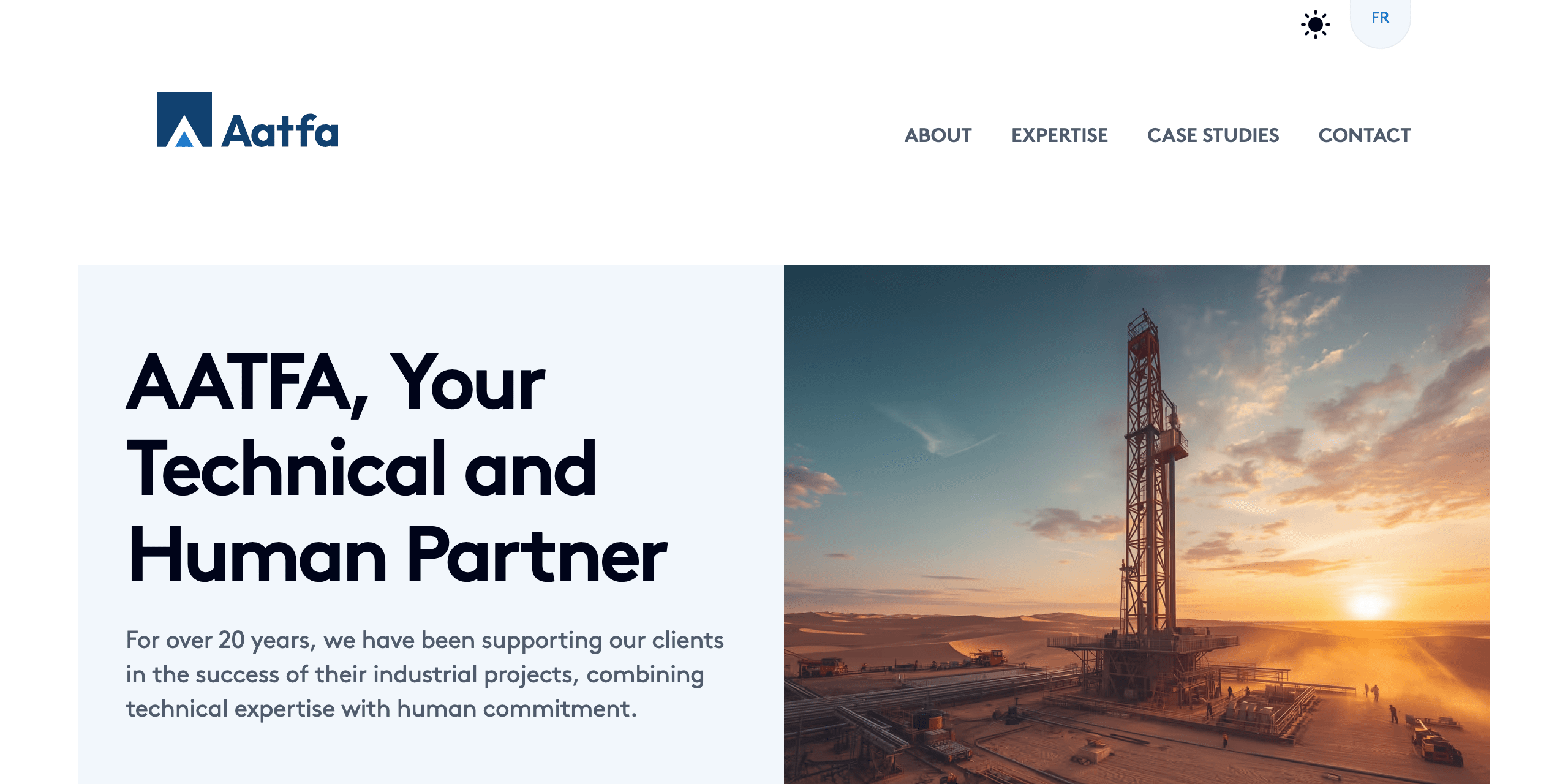 Website banner for Aatfa, notably showing its logo and navigation menu.