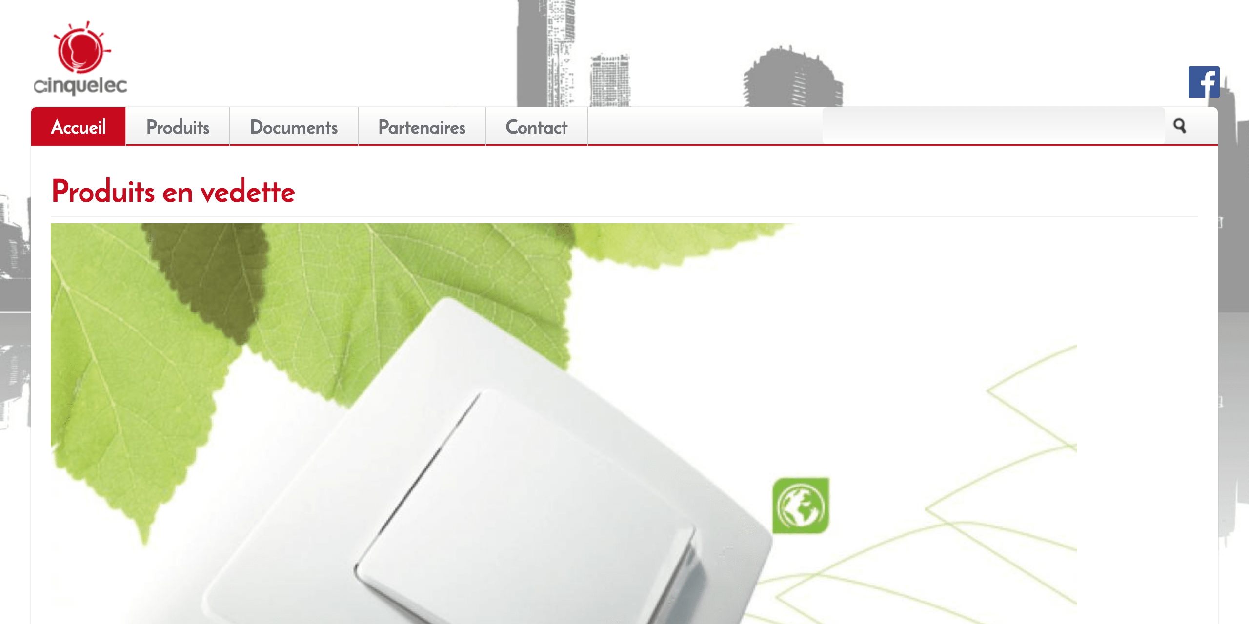 Bannière du site web de Cinquelec, montrant notamment son logo et son menu de navigation.