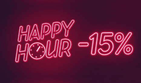 Happy Hour -15% avec le code HAPPY15