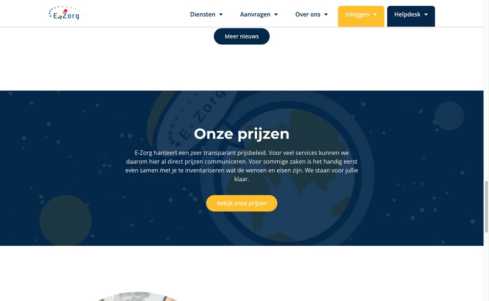 Prices block on homepage of EZorg.nl