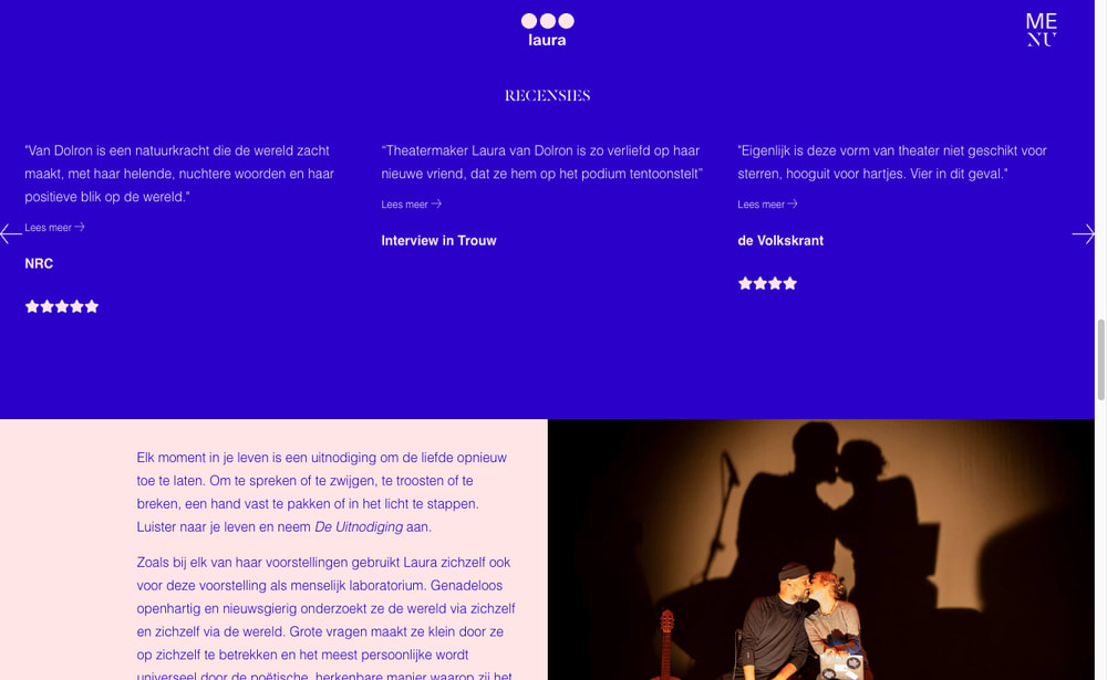 Reviews block of "De Uitnodiging" showing page