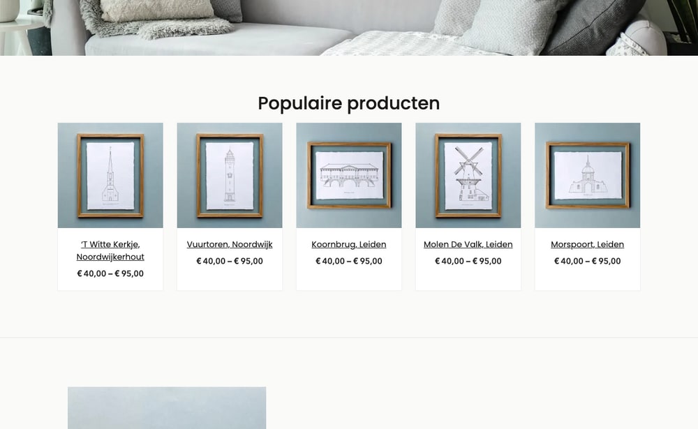 Populair products on the homepage