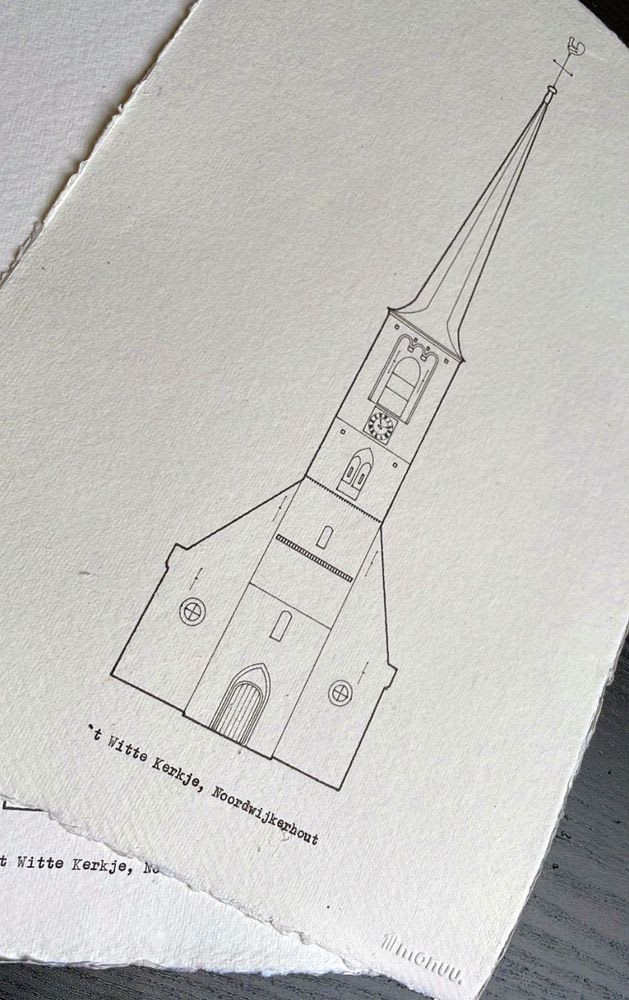 Line drawing of a church