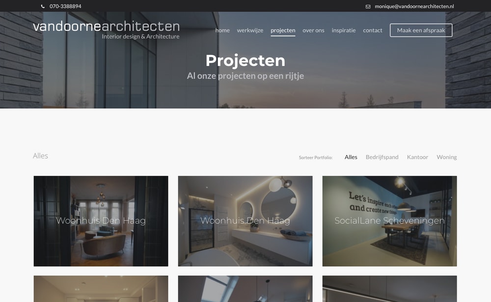 vandoornearchitecten project overview page