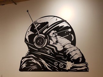 Thinking Astronaut Monkey Print Art Wall Sticker - The Thinker Chimp Space Astronauts Mural Decal. picture 1