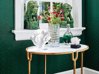 Bridle wallpaper in Emerald Green. picture 1