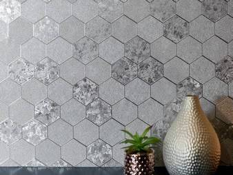 The Arthouse Honeycomb Silver Foil Metallic Wallpaper. picture 1