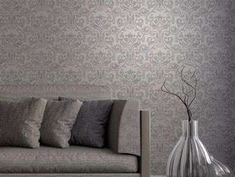 Wentworth Damask Wallpaper - Grey / Silver. picture 1