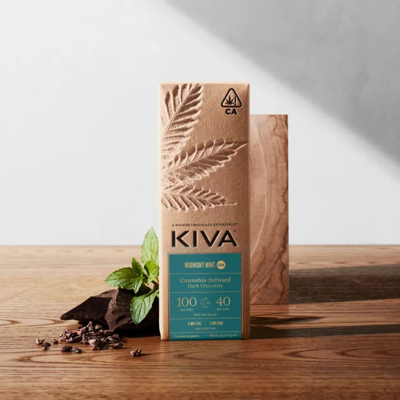 Midnight Mint Dark Chocolate CBN Kiva Bar by Kiva