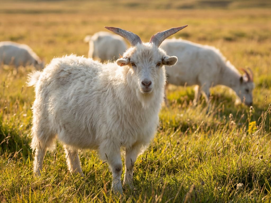 Cashmere goat grazing on Mongolian grassland