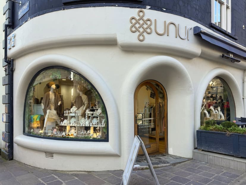 Exterior of Unur boutique at 33 Queen Street, St Helier, Jersey