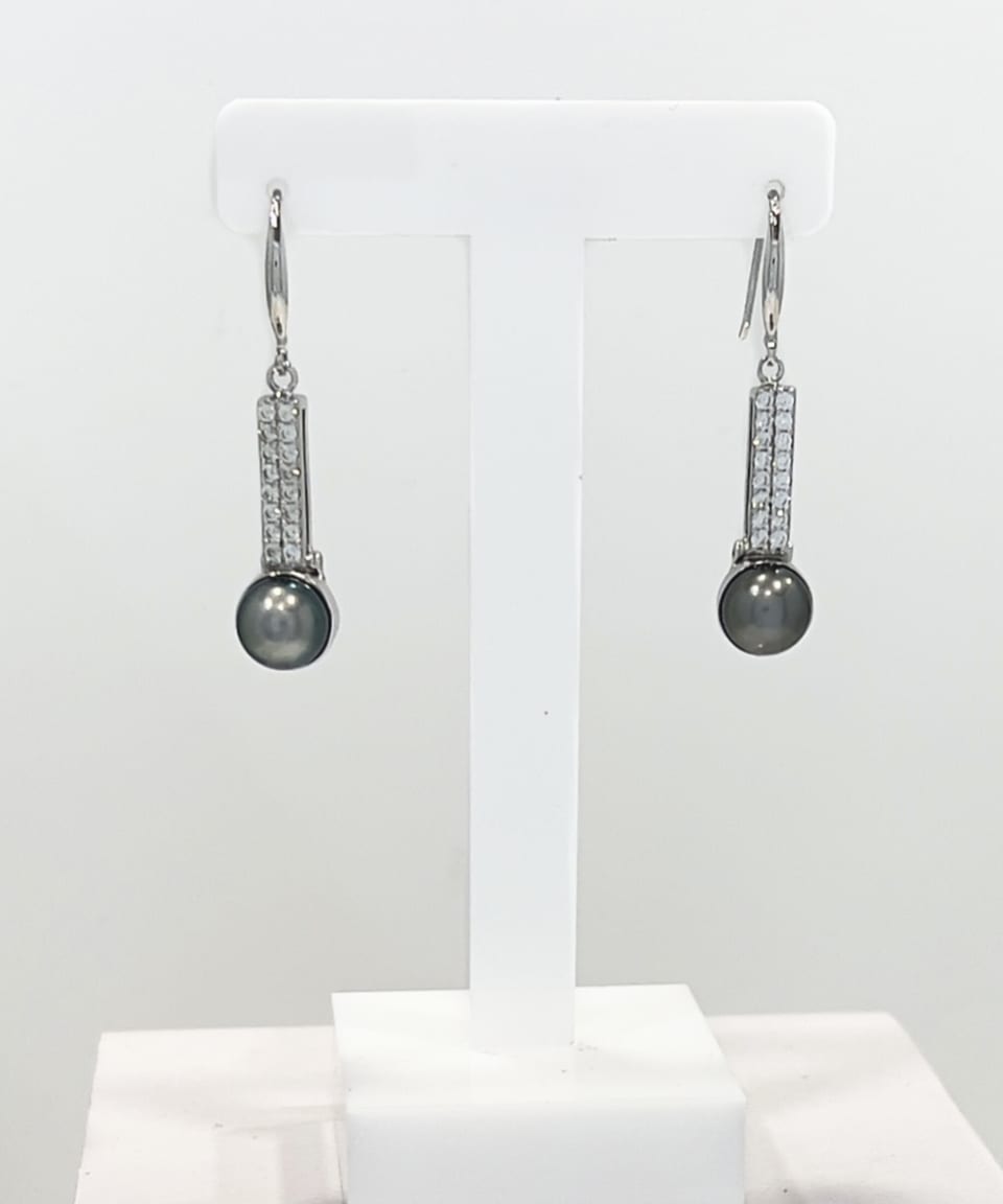 Signature Tahitian pearl crystal round drop earrings
