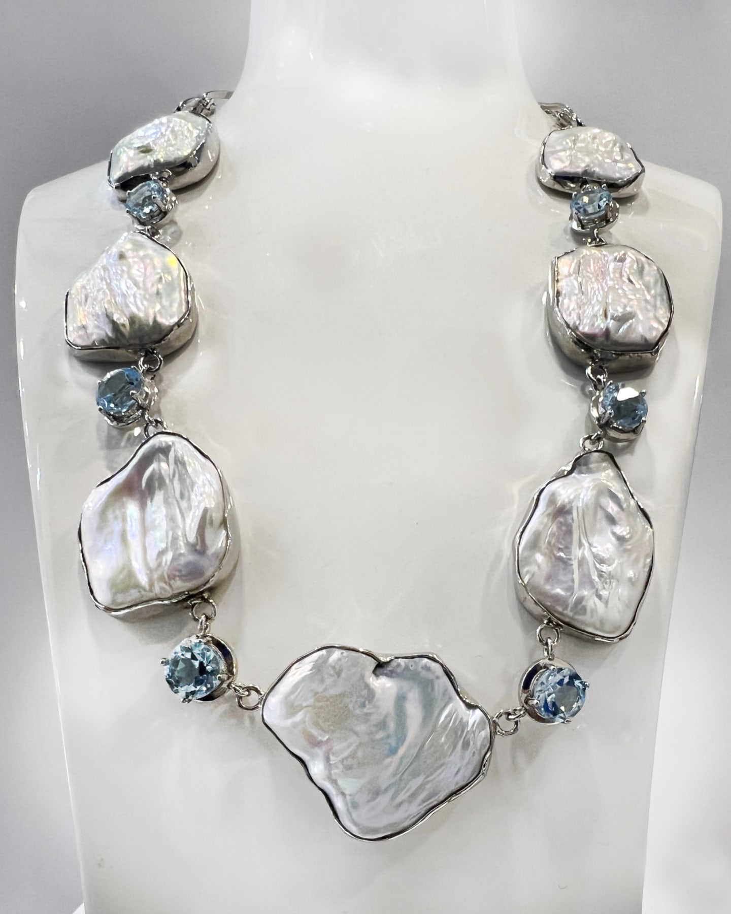 Signature statement chain necklace with topaz