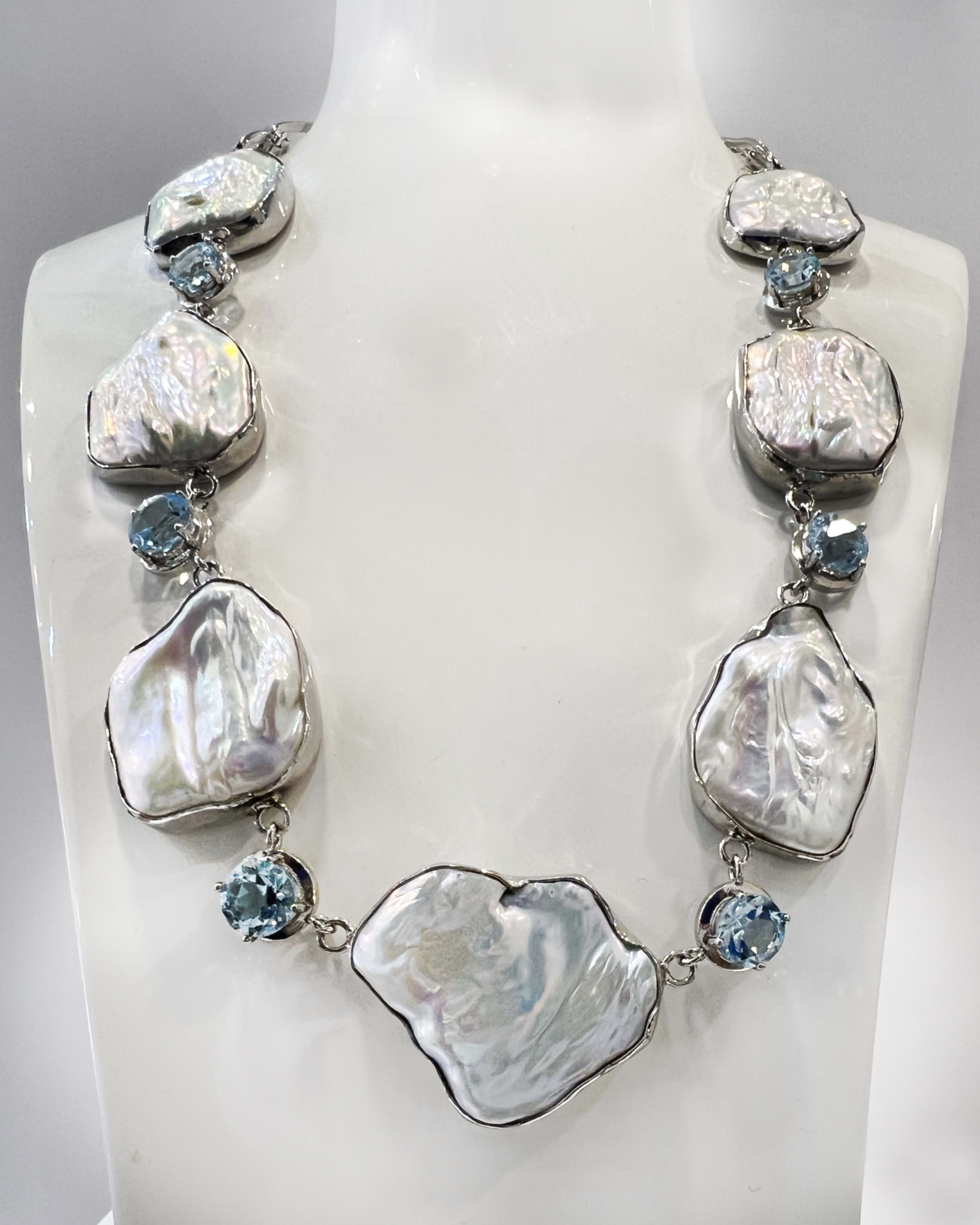 Signature statement chain necklace with topaz