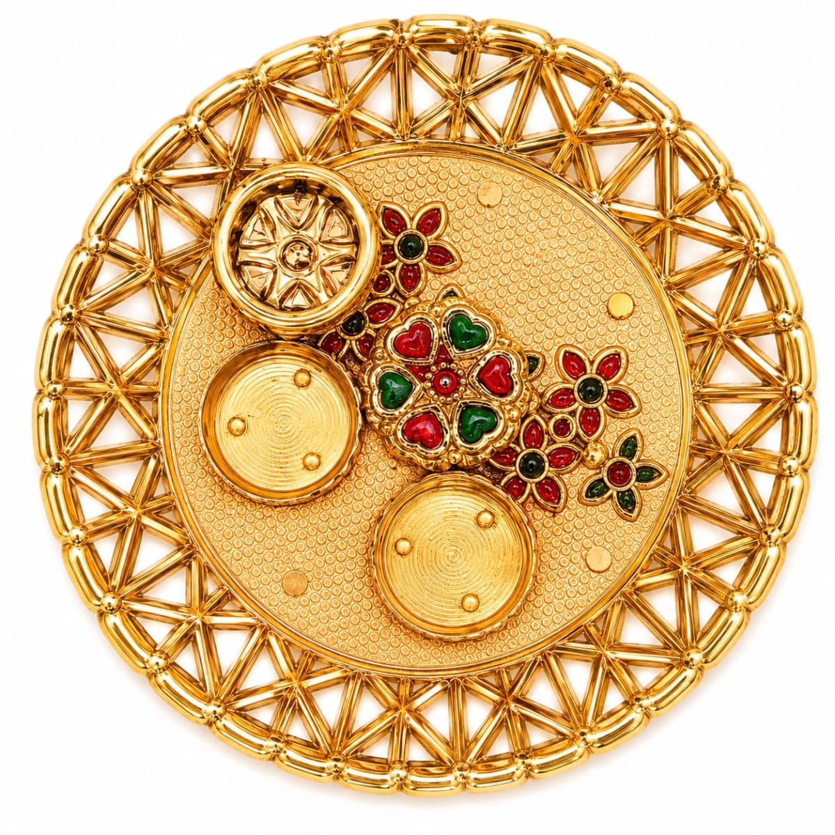 Pooja Gold Haldi Kumkum Plate