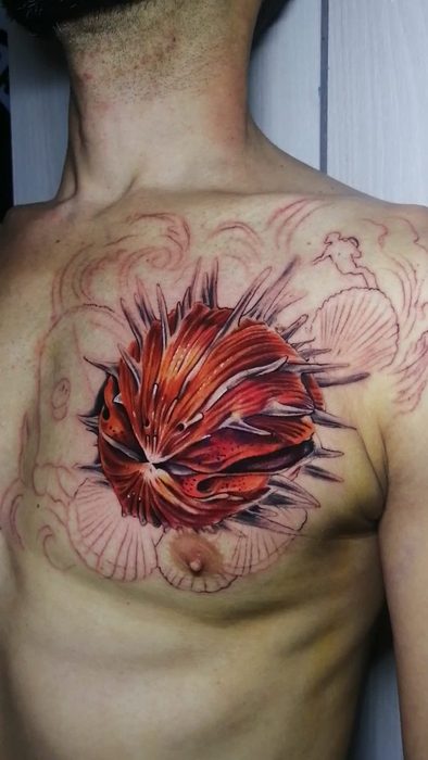 Pieza de pecho en proceso, estilo realismo, por Brian