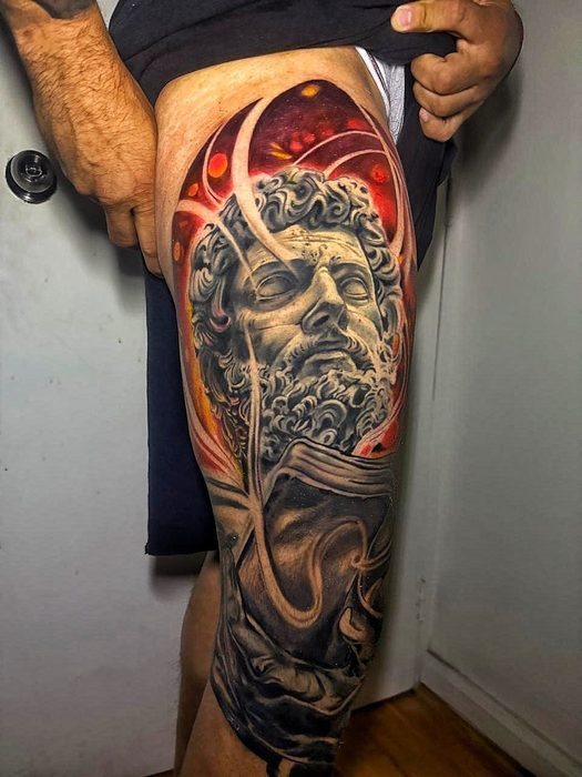Manga de Zeus en blanco y negro, estilo realismo, por Brian