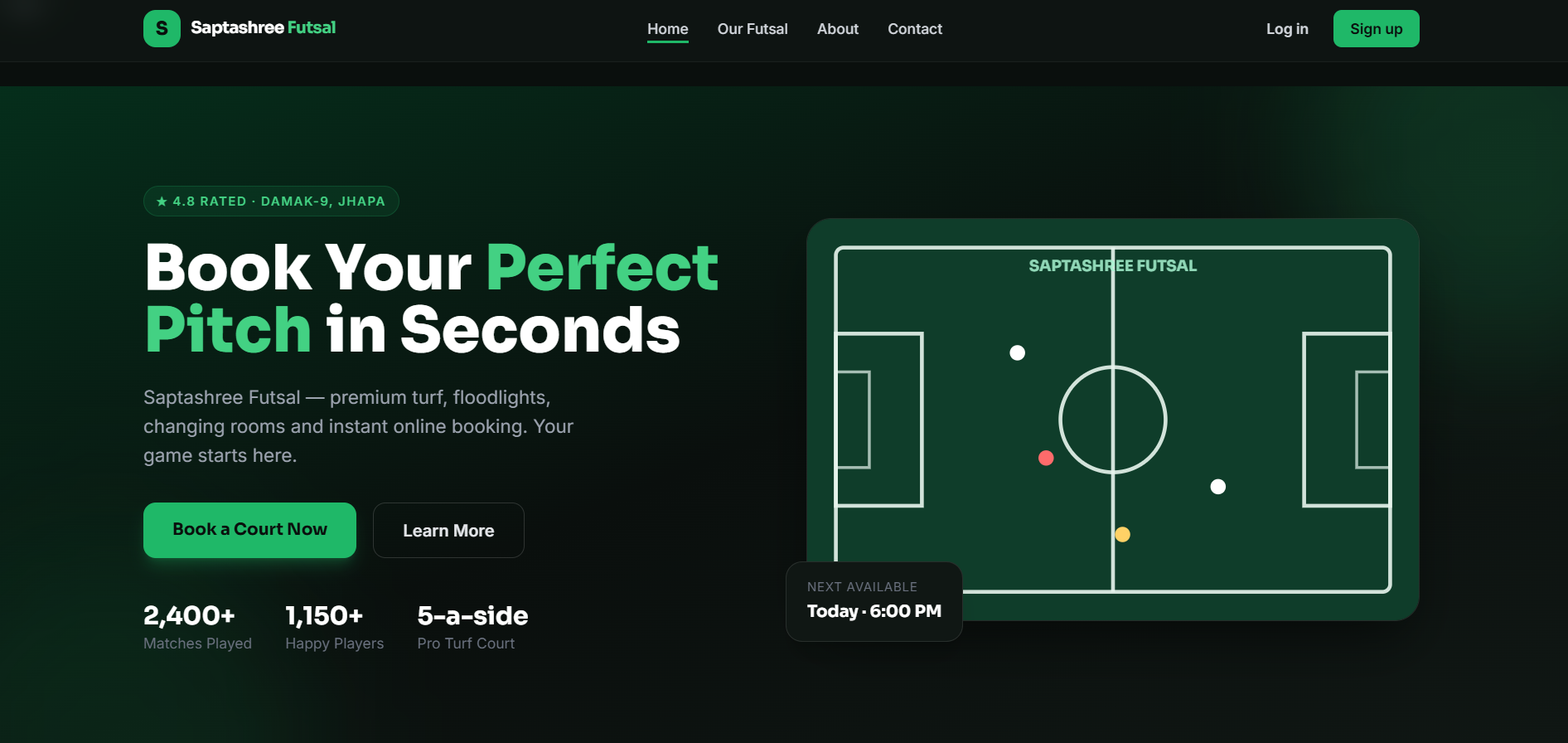 Saptashree Futsal â€” Online Booking System screenshot
