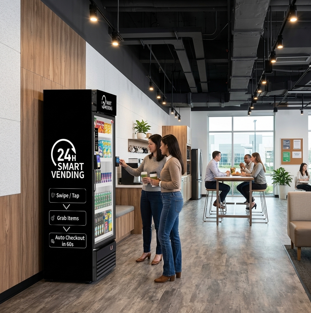 ThriveBreak Smart Vending Machine -Tap, Grab, Auto Checkout