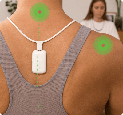 Upright Go necklace correcting woman's neck and shoulder posture