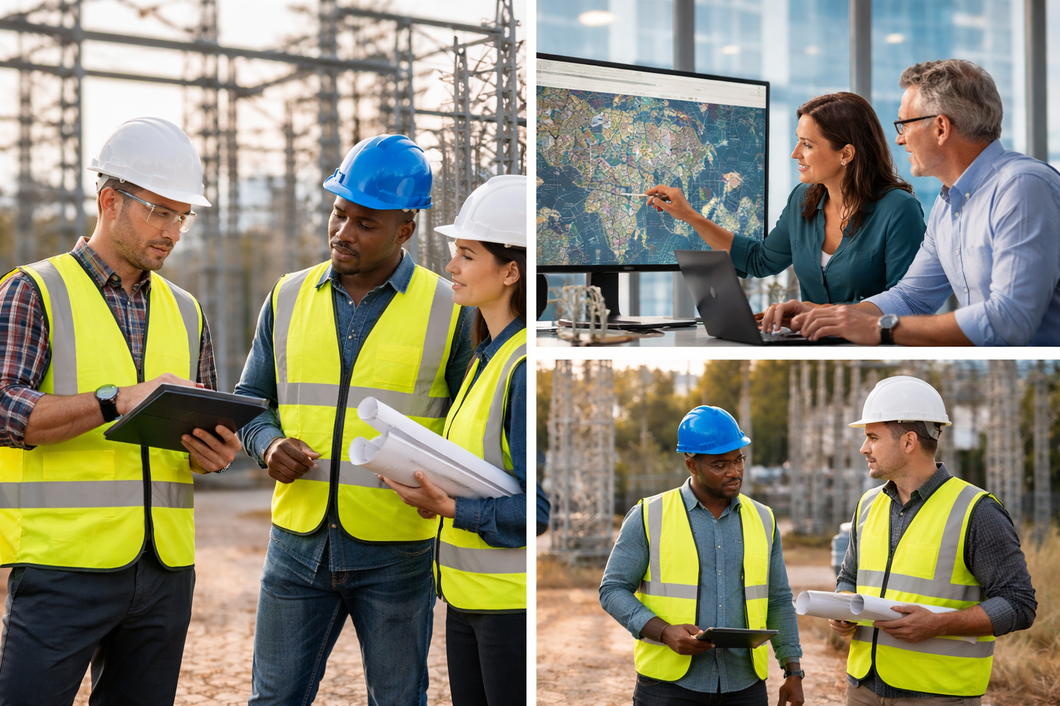 Illustration of people collaborating on infrastructure work