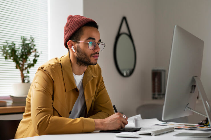 Professional working at a desk