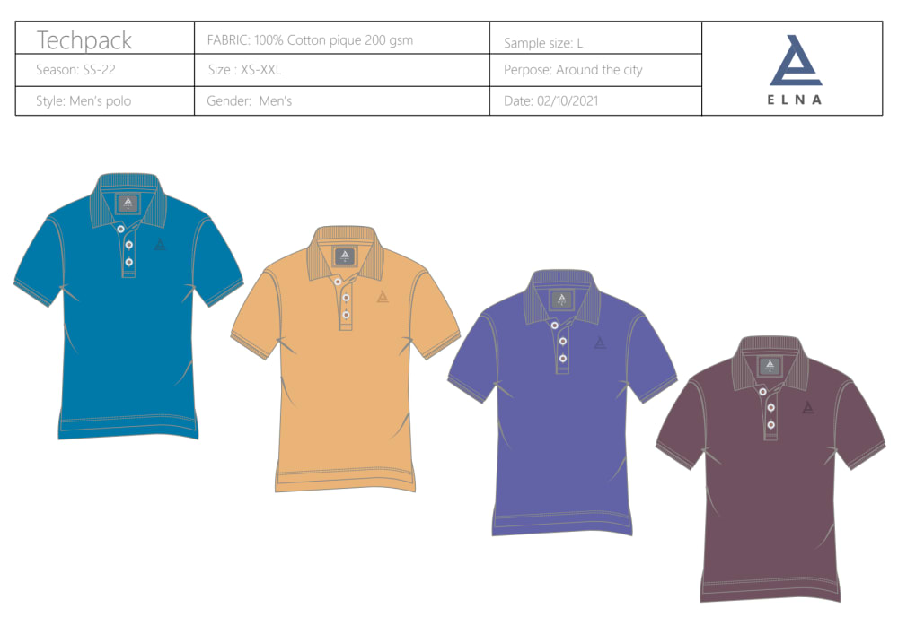 Football Jersey Technical Drawing Basic Techpack