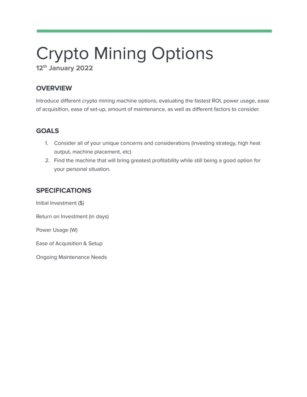 A full crypto currency mining consulting business plan and component list |  Upwork