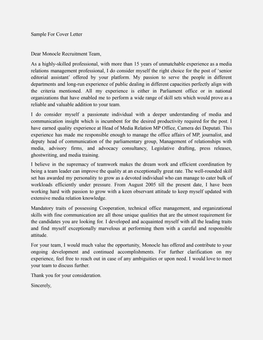 cryptocurrency cover letter