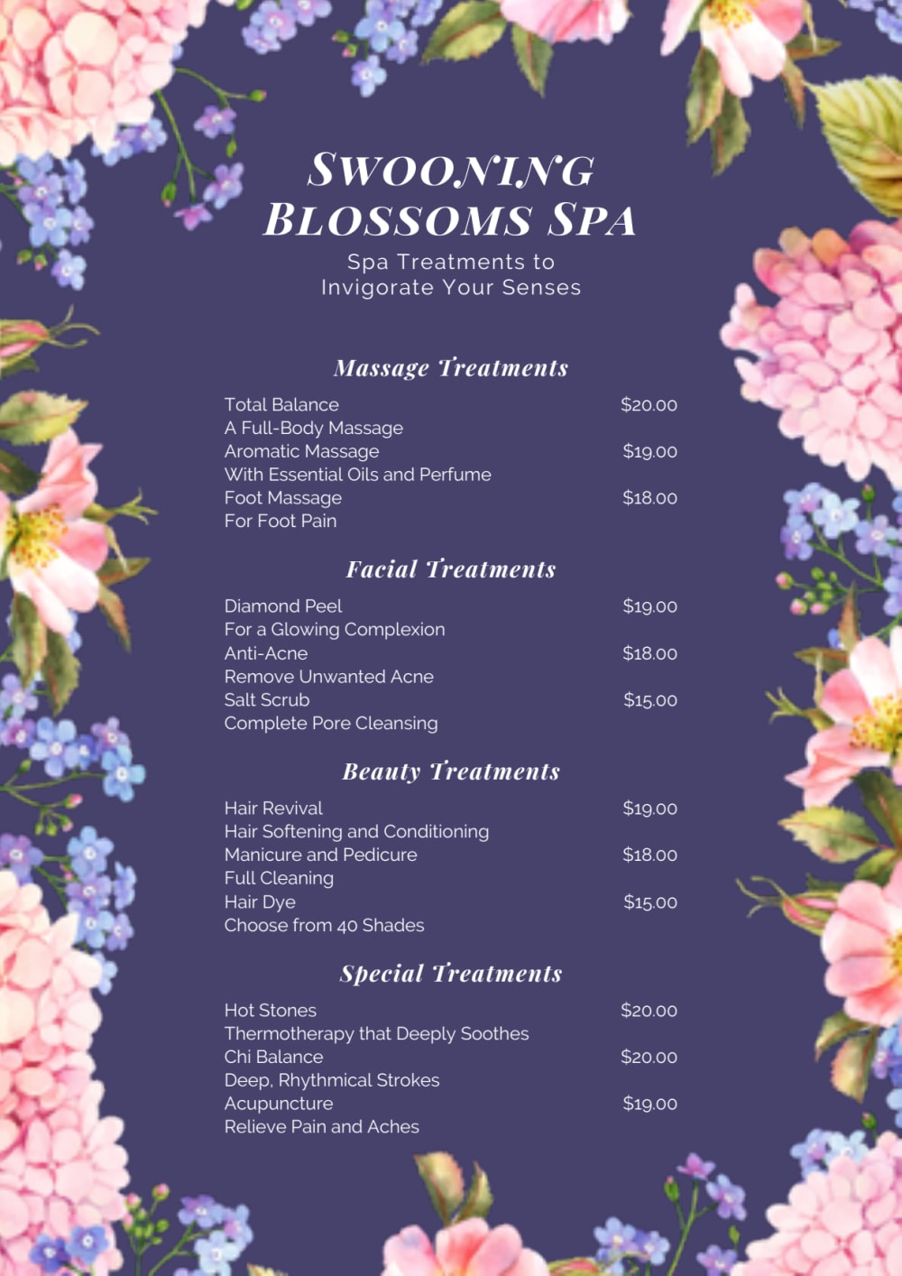 An attractive Spa & Beauty Menu Design | Upwork