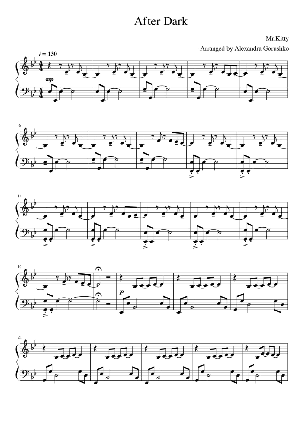 Free Mr Kitty sheet music  Download PDF or print on