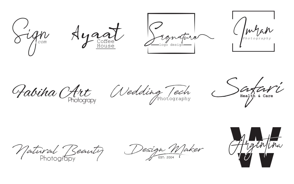 Initial Letter PM Logo - Hand Drawn Signature Style Logo - Minimal