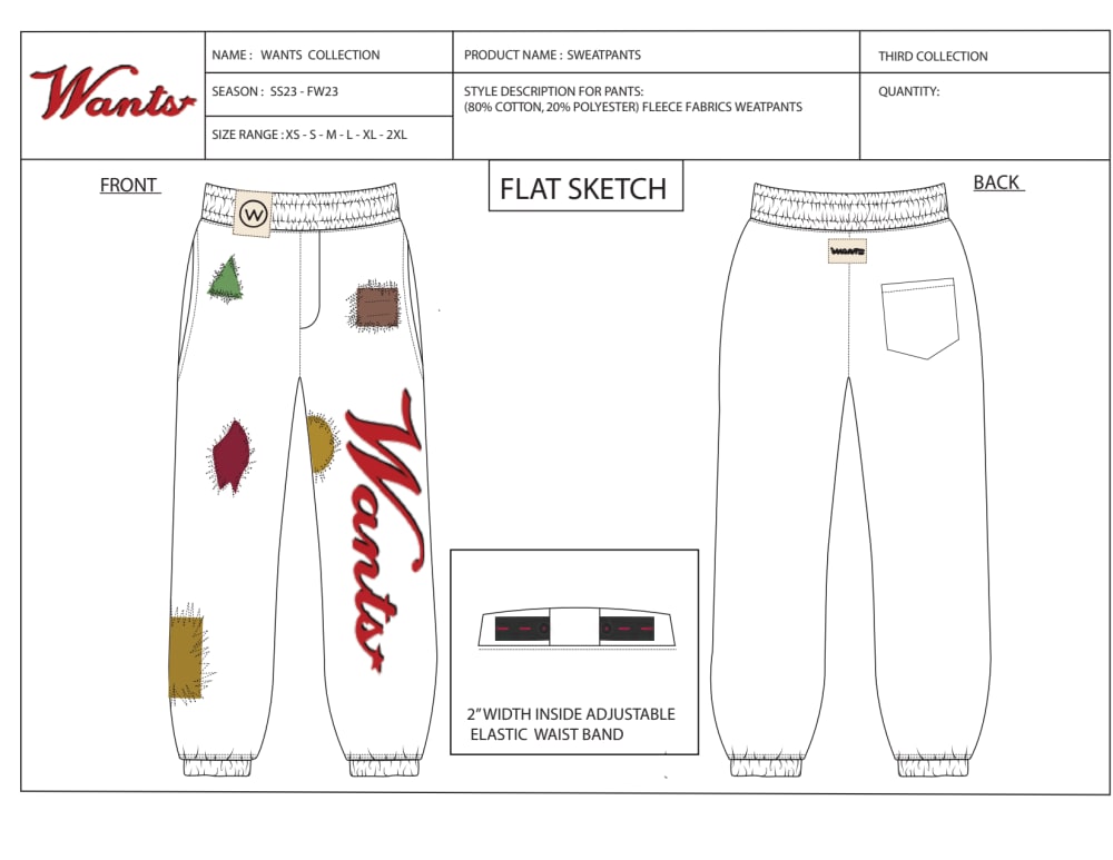 WOMENS SWEATPANTS TECH PACK TEMPLATE