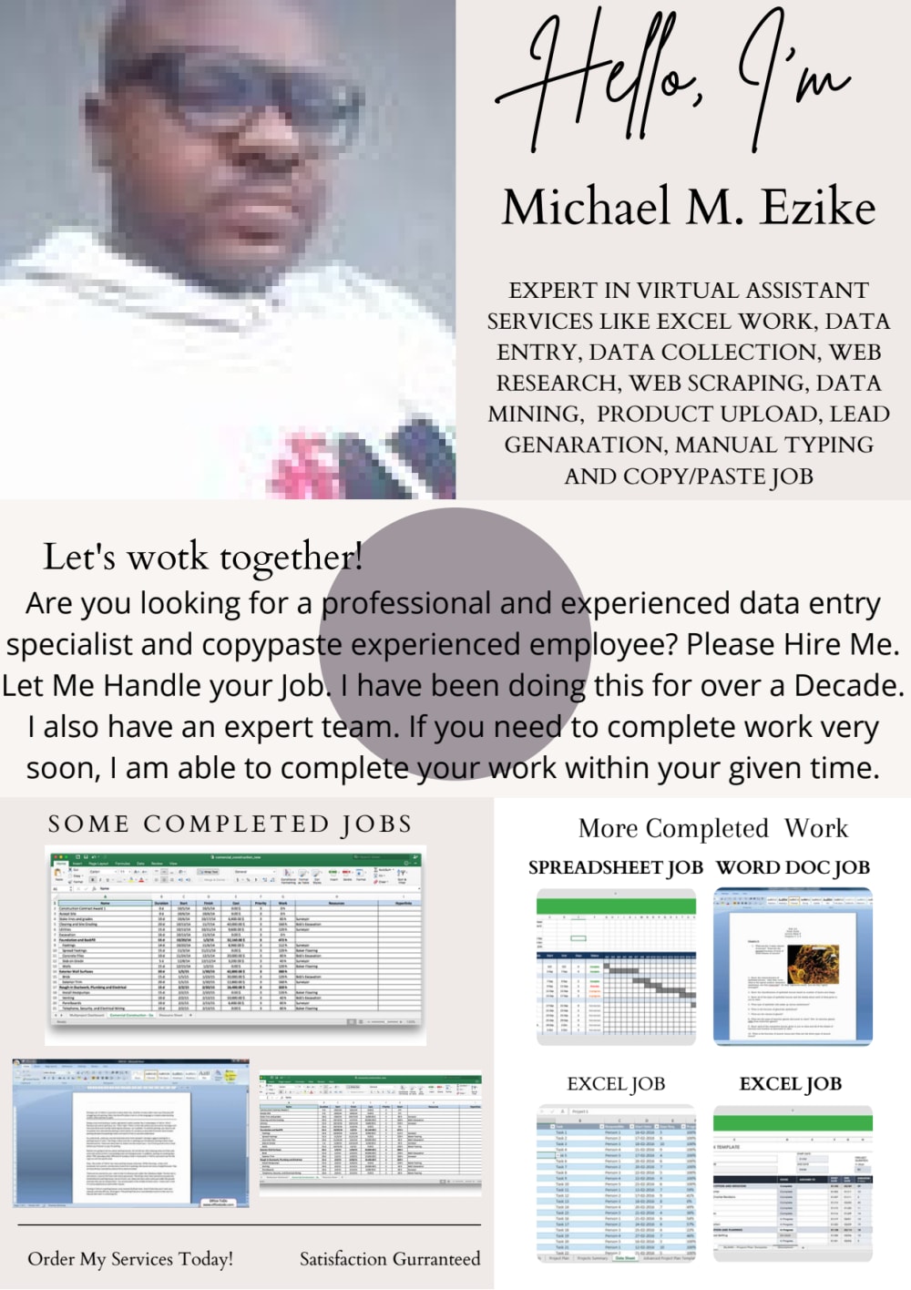 Expert Virtual assistant, Data entry, Typing, Copy paste and Web