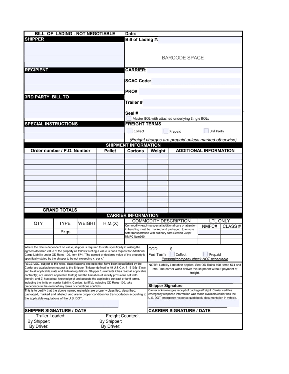 Free Bill Of Lading Templates Smartsheet 46 Off 6885