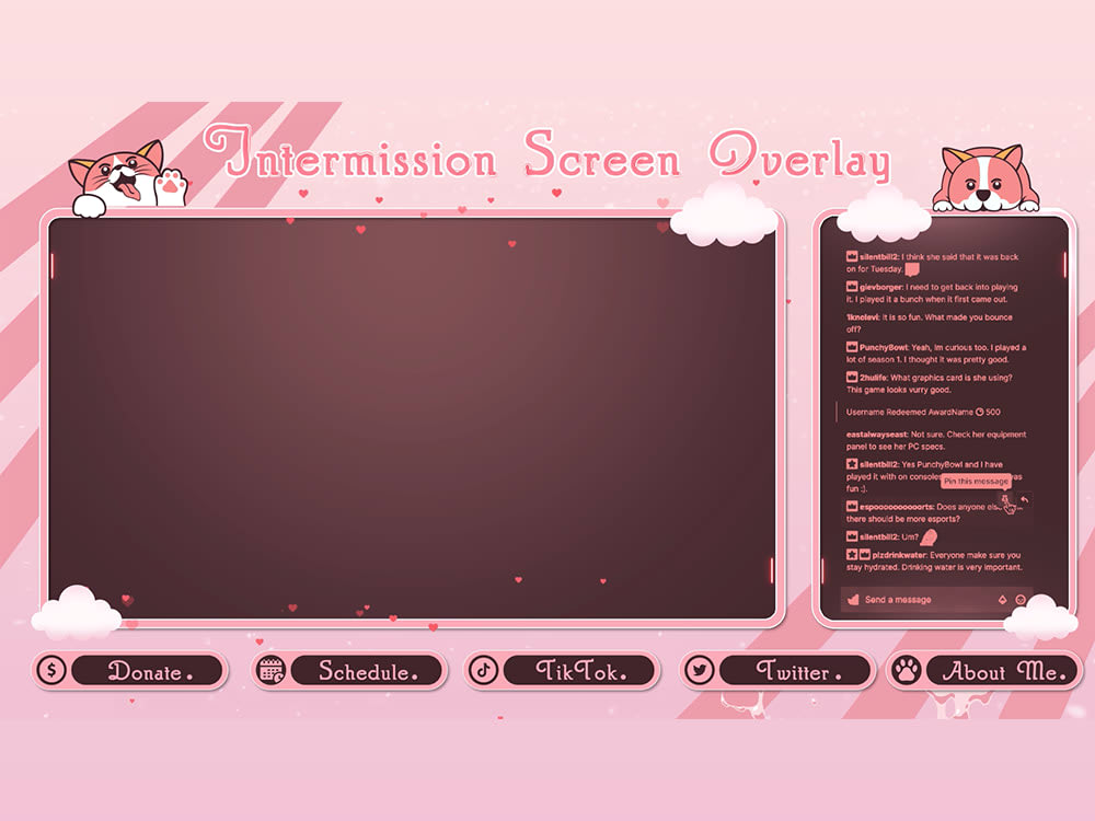 Cute Kawaii Overlay Screen - Pink