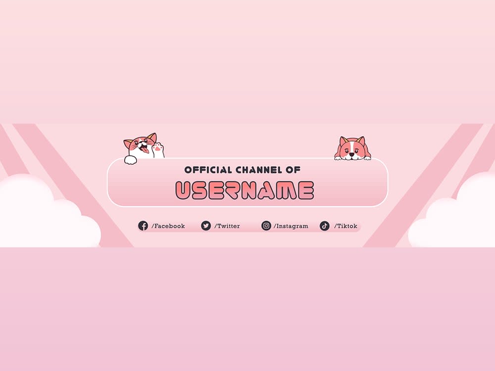 Twitch Banner Clouds Twitch Banner Kawaii Twitch (Instant Download